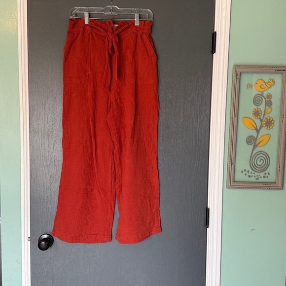 Anthropologie Pants - Anthropologie Burnt Orange Wide Leg Cotton Pants